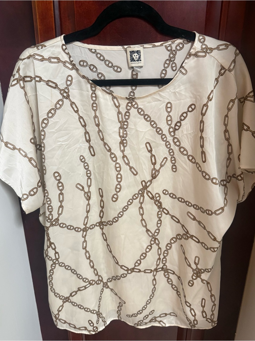 GUC Anne Klein Chain Print Blouse Size Large (on trend!)